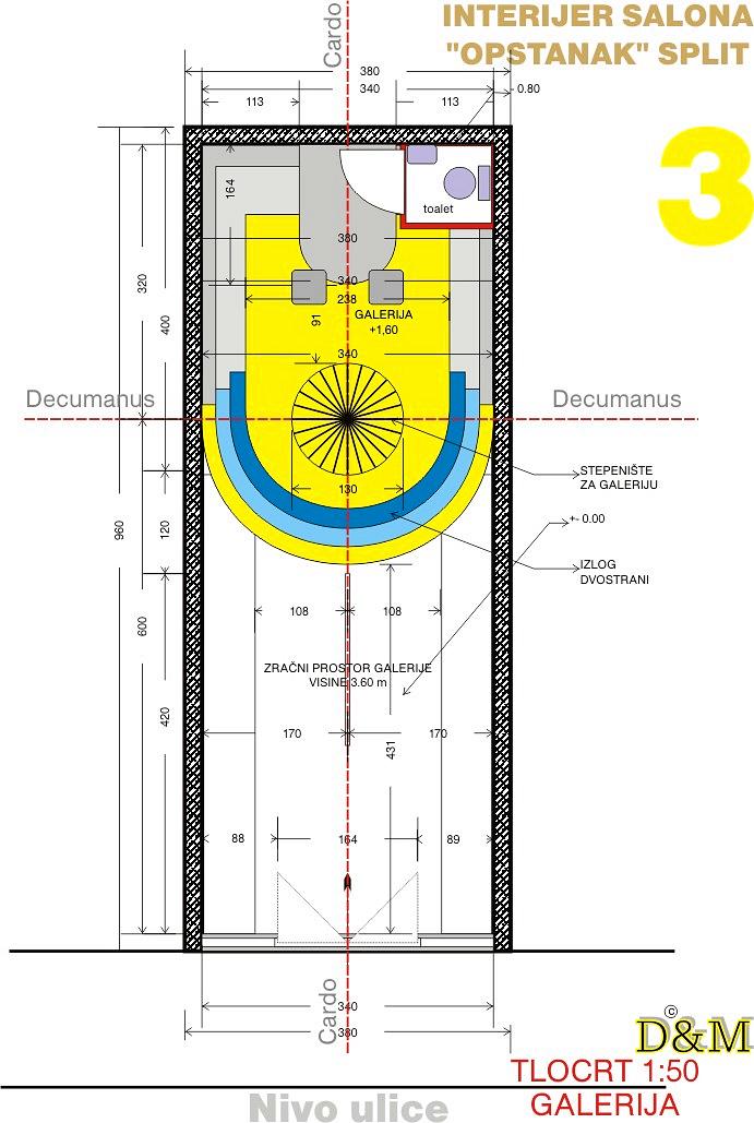 Interijer prodajnog salona OPSTANAK Split (tlocrt) (1999)