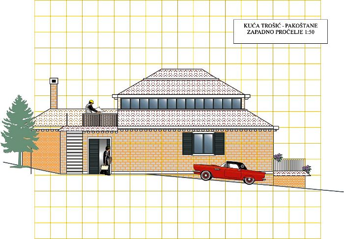 Kuca TROSIC Pakostane - zapadno procelje